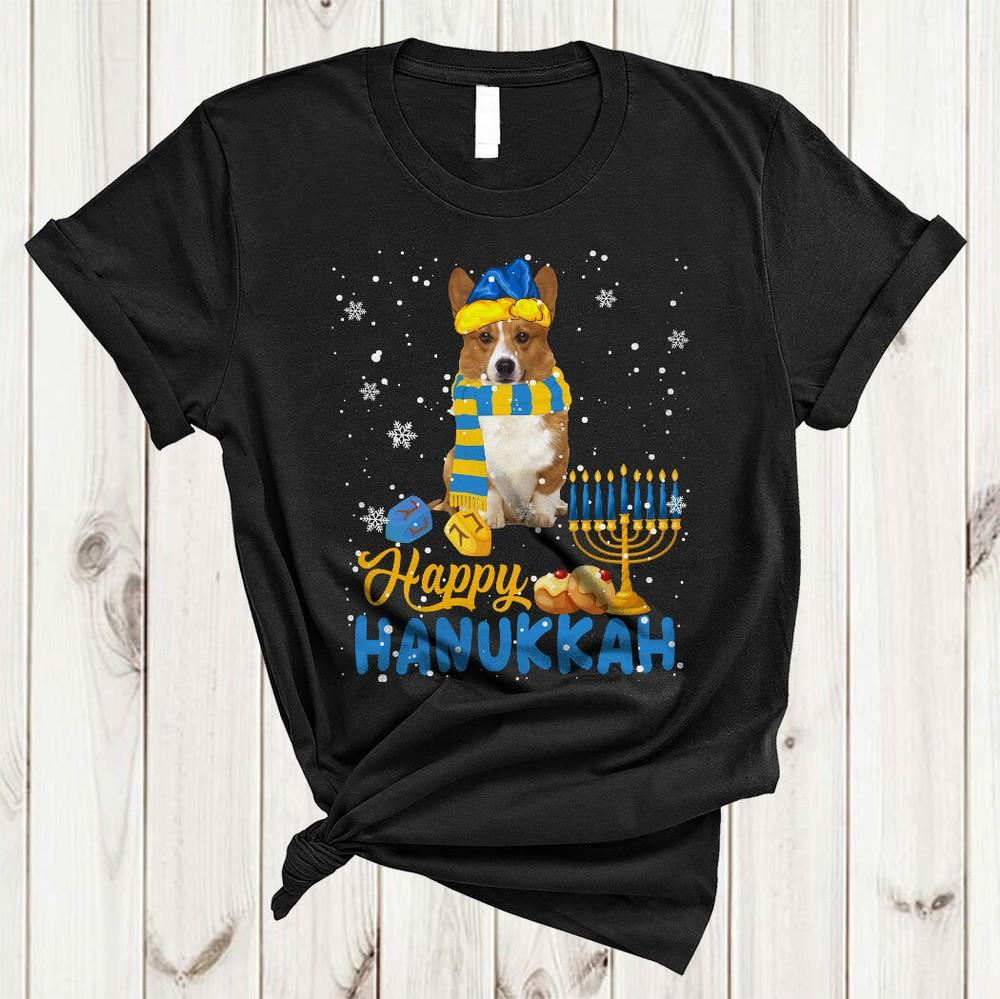 Счастливой Хануки Милый Ханука Ханука Корги Собака С Менорой Еврейская Гордая Футболка