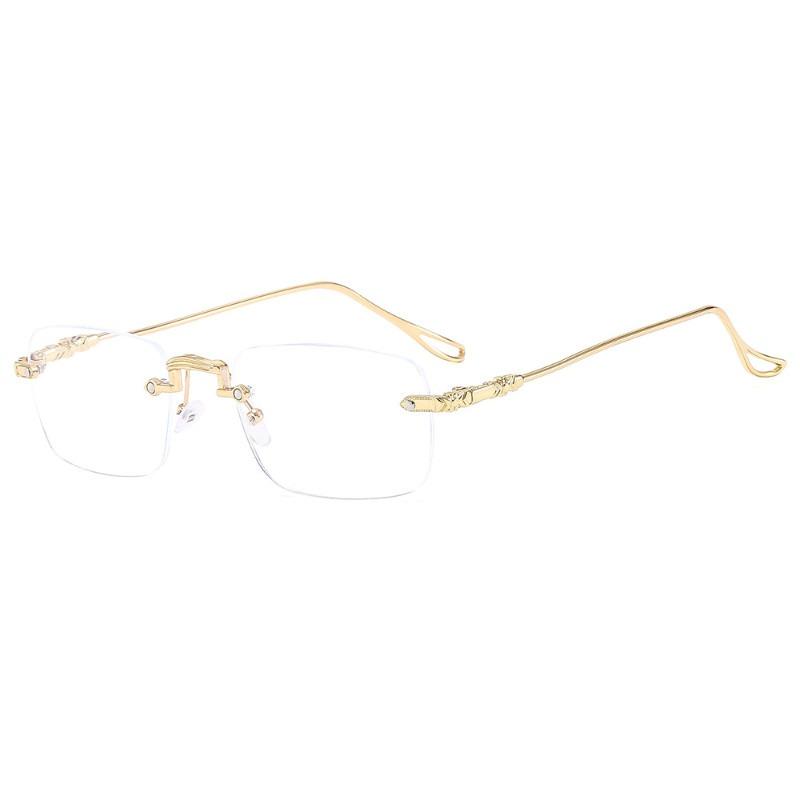 Ретро металлическая безободковая оправа для очков мужская и женская ультралегкая с защитой от синего света плоское зеркало