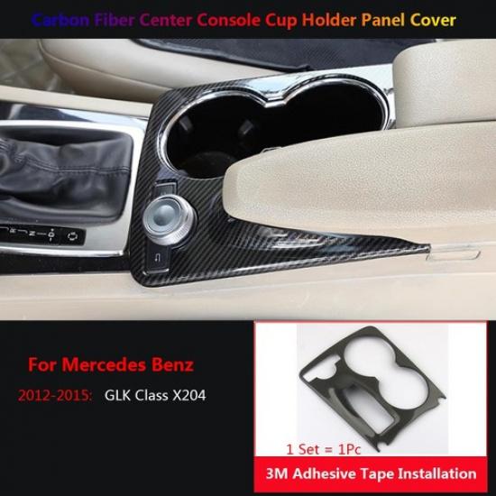 Carbon Fiber For Mercedes Benz GLK X204 Car Center Cup Holer Panel Cover Trims