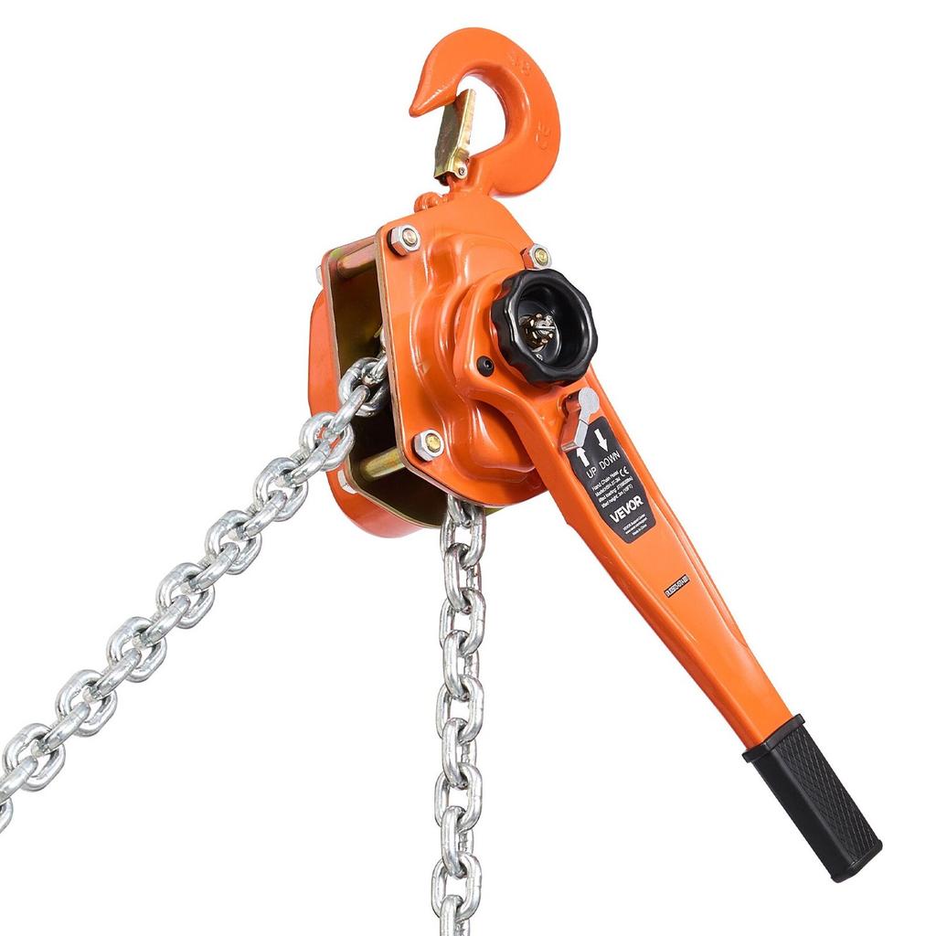 Manual Lever Chain Hoist, 3T 3000KG Capacity Heavy Duty Come Along, 6M Lift G80 Alloy Steel Chain With Dual Pawl Mechanical Brake, 360° Rotating