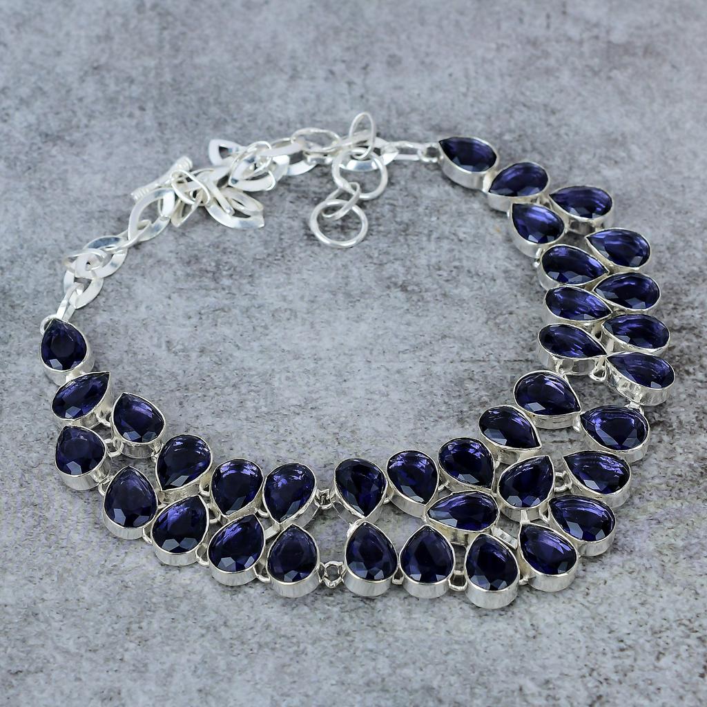 Amethyst Gemstone Handmade 925 Sterling Silver Jewelry Necklace 18" M-324