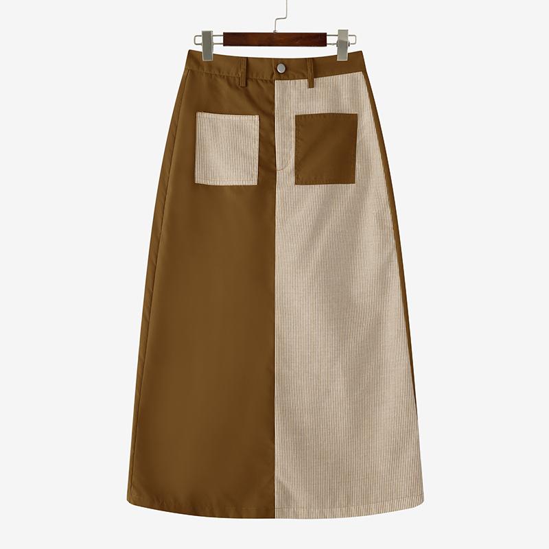 ZANZEA Женские повседневные миди-юбки в полоску пэчворк