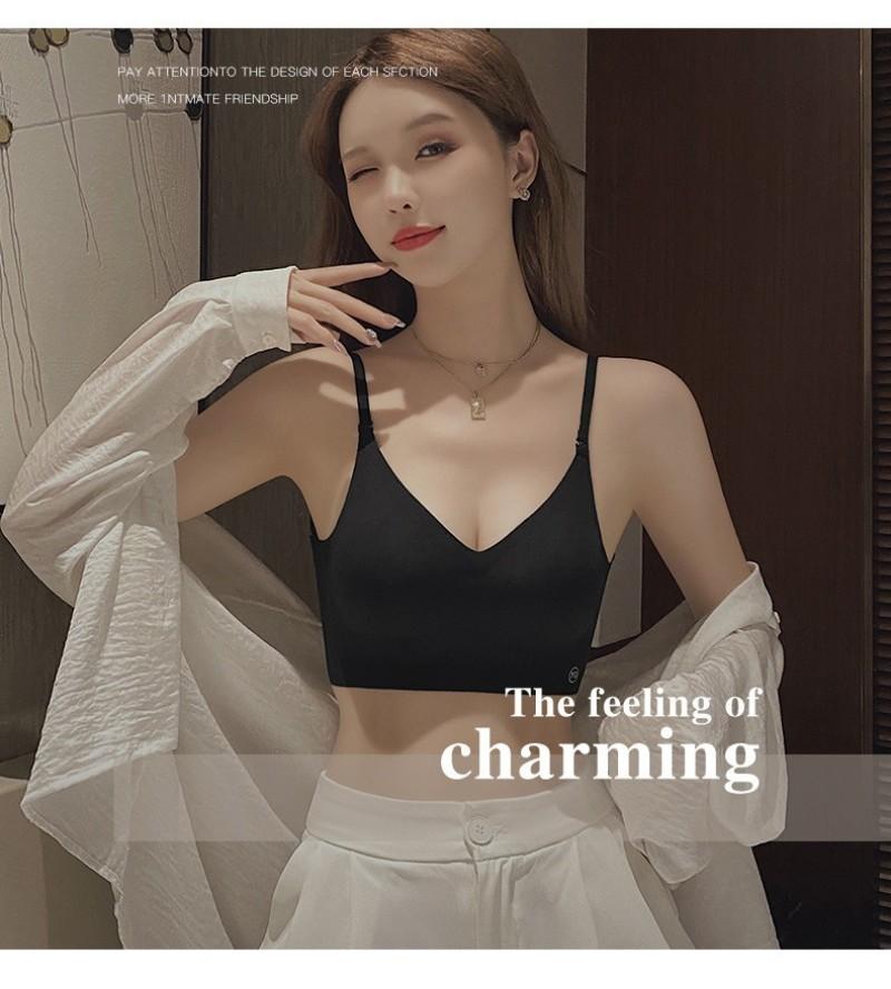 FINETOO Women U-shaped Beautiful Back Bra Seamless Wireless Underwear Backless Bra Push-up Tank Tops