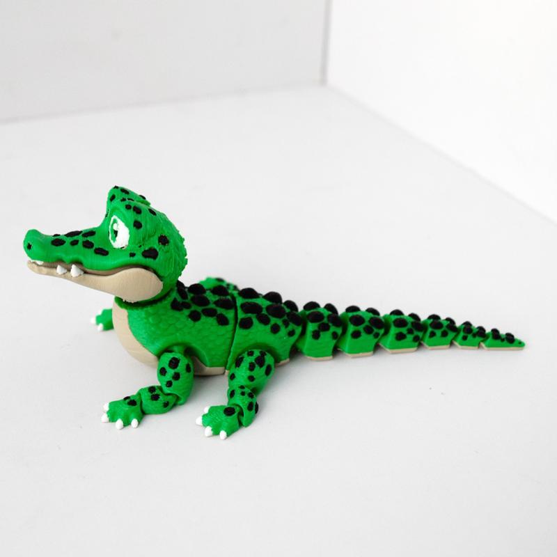 Реалистичная маленькая статуэтка-игрушка крокодила 3D-печать Игрушка Суставы Подвижный Крокодил Зоопарк Маленькое Животное Настольный Декор Детский Забавный Подарок
