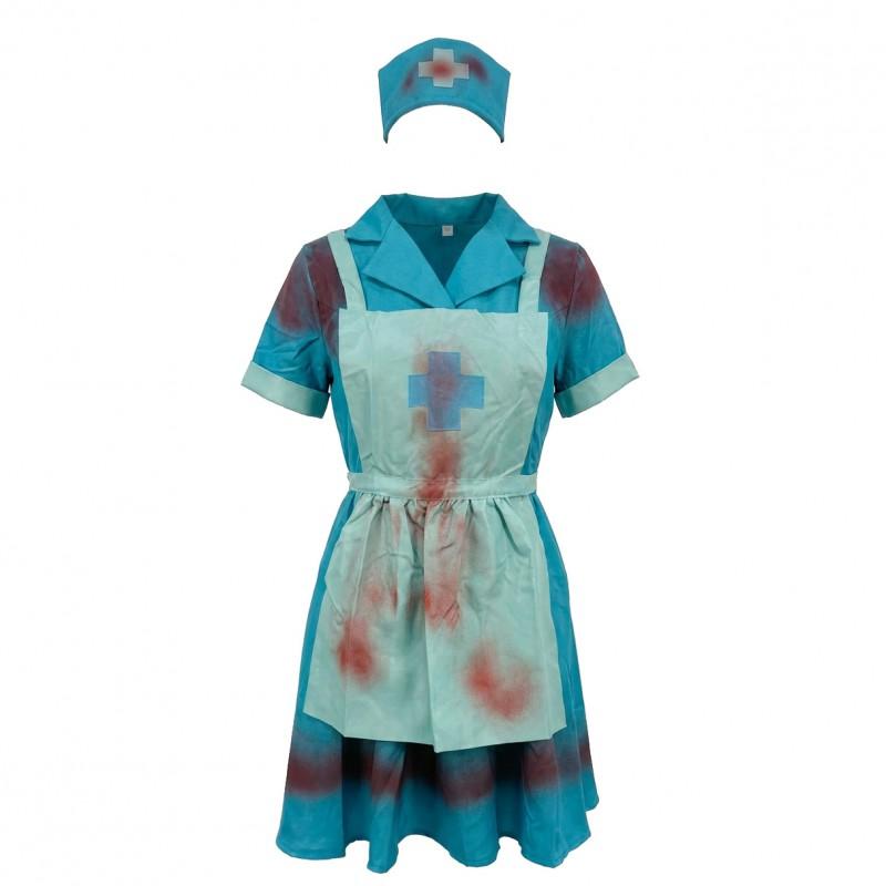 Halloween Zombie Nurse Costume Bloody Outfit Scary Cosplay Masquerade Party