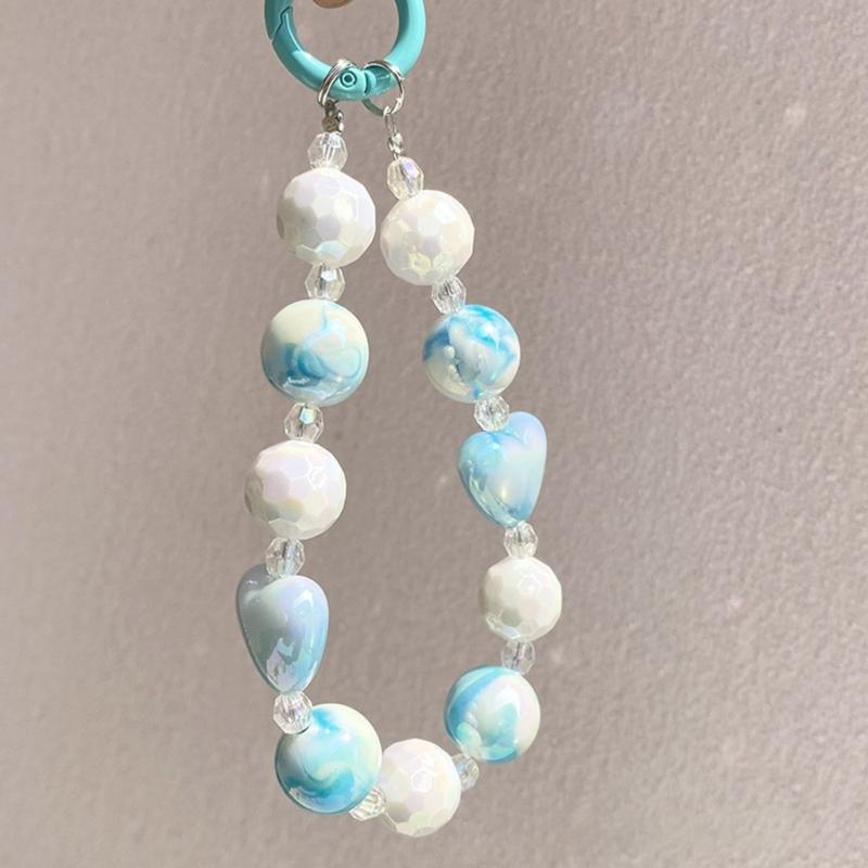 Handmade Beaded Phone Chain Elegant Crystal Wristlet, Fashionable Wrist Lanyard Accessories Suitable for Smartphone Bags