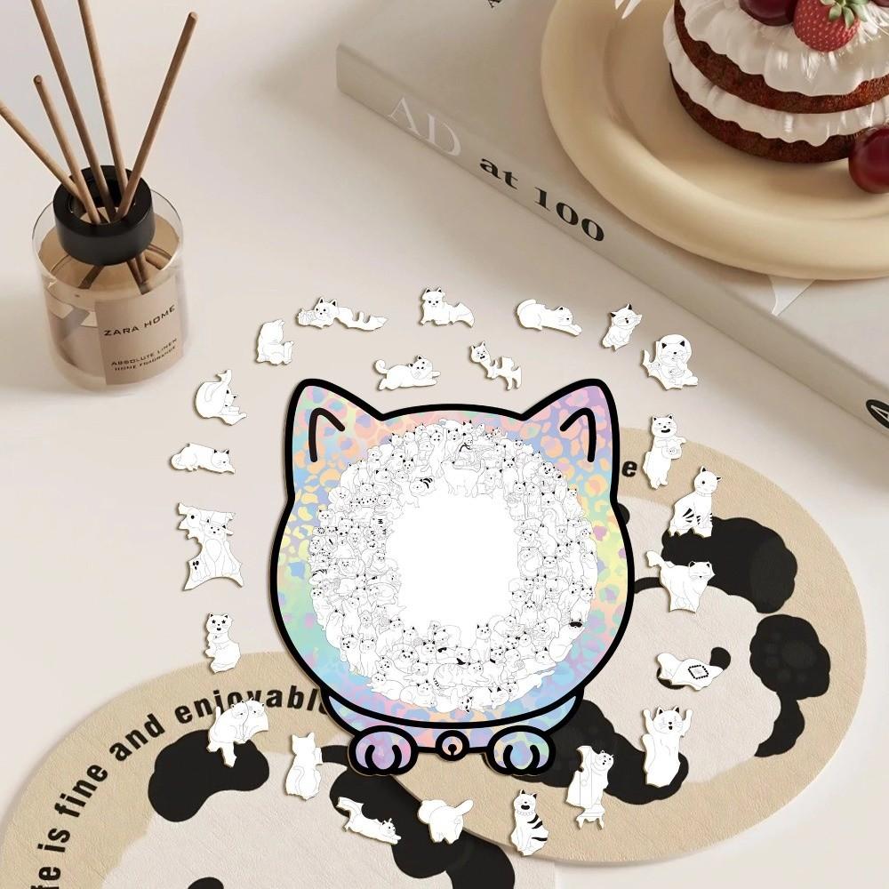 Macaron Color Morandi-colored Cat-shaped Puzzle 135-piece Animal Cats Decorative Cut Cat Pieces