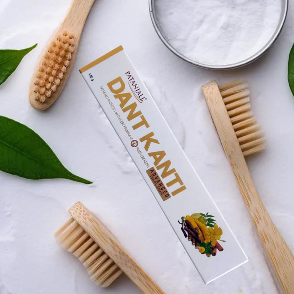 Patanjali Продвинутая зубная паста для глубокой очистки 100 г X Упаковка из 2 шт. Зубная паста с фтором для ежедневного ухода за полостью рта Свежее дыхание