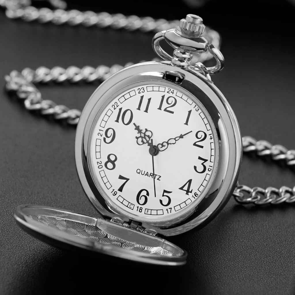 10 шт./лот Оптовая продажа Модные Винтажные Карманные Часы на Цепочке с Гладким Кварцевым Механизмом с Римским Циферблатом Часы-Подвеска Подарок Мужские Часы Reloj De Bolsillo