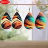 Colorful Mountain Abstract Painting PU Leather Earrings for Women Creative Lively Earrings Tears Earrings Jewelry Matching for Wedding Gift