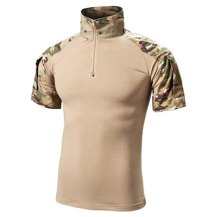 Мужская камуфляжная футболка с коротким рукавом Combat Military, летние прочные хлопковые рубашки Multicam Camo Tactical