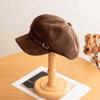 Warm Newsboy Hat Flat Top Women Octagonal Hat Casual Suede Berets  Autumn Winter