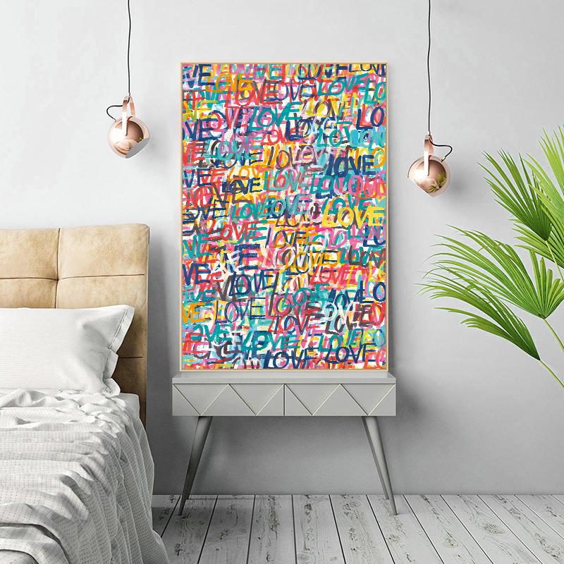 Красочные Любовь Сердца Уличные Граффити Поп Wall Art Плакат Печать На Холсте Красивая Картина для Подарка Гостиная Домашний Декор Cuadros