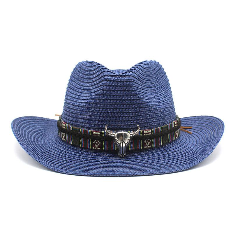Западная ковбойская соломенная шляпа с головой быка, этнический стиль, тибетская тибетская джазовая шляпа-цилиндр, шляпа для танцев и драмы