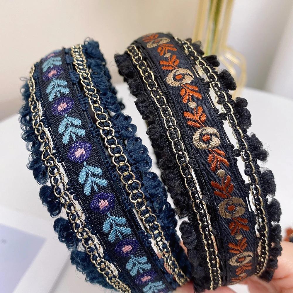 Retro Style Head Hoop Boho Headdress Hair Accessories Embroidery Headband  Women Girls