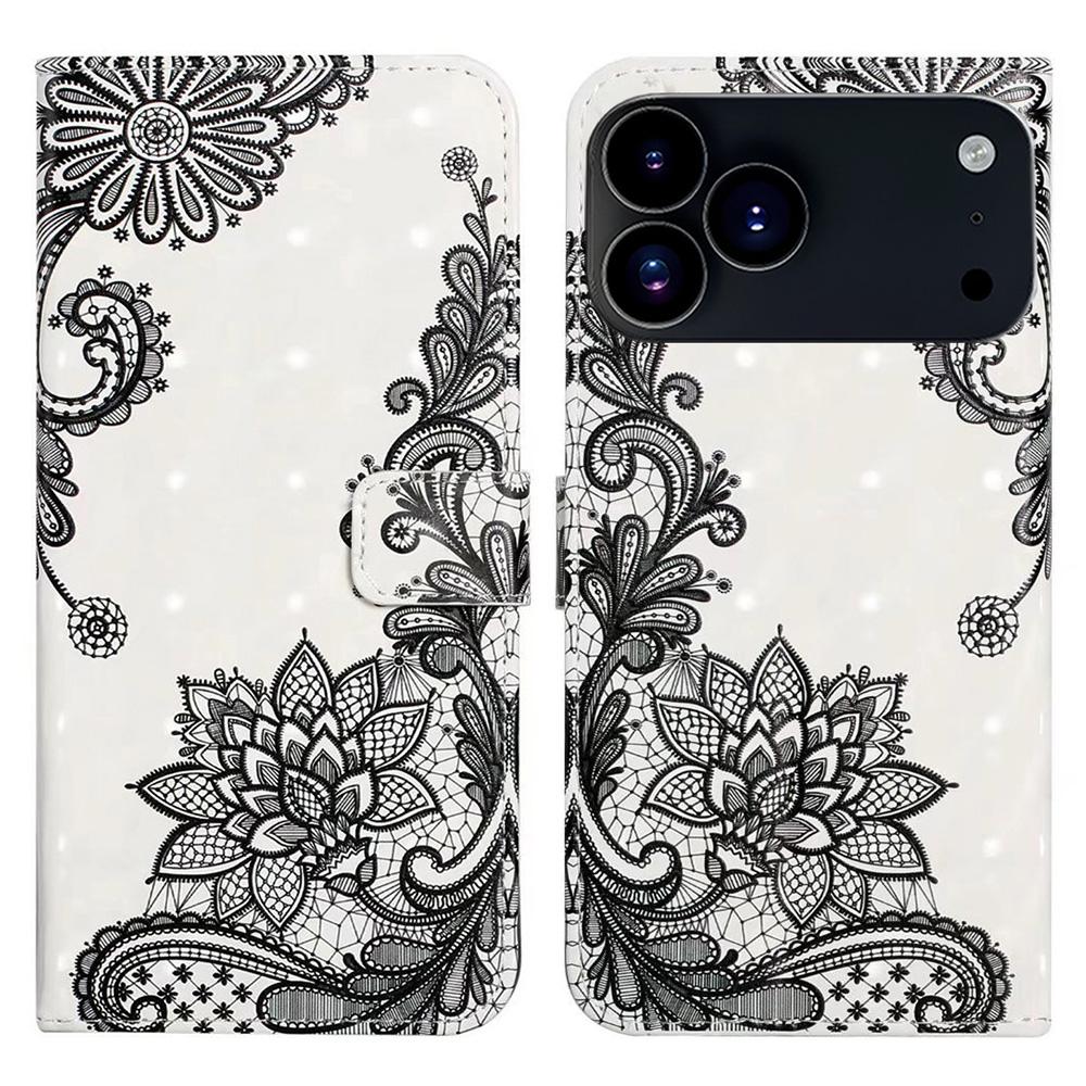 For iPhone 17 Pro Max Case 3D Creative Pattern PU Leather Stand Phone Cover