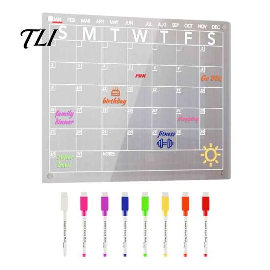 Clear Fridge Whiteboard for Family Acrylic Magnetic Planning Board, Dry Erase Notepad Memo Board Fridge, Decorative Monthly Weekly Daily Meal