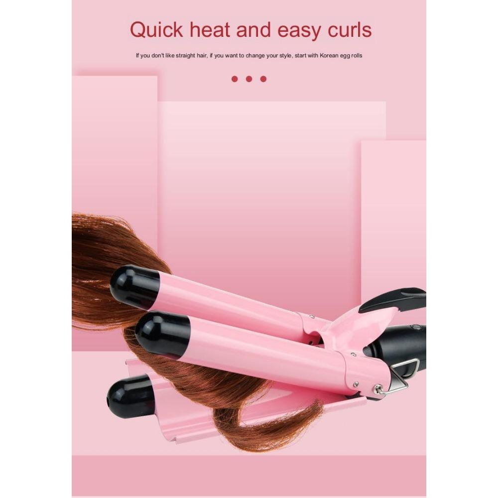 Палка для завивки дома Палочка для яичного рулета Золотая щипцы для завивки с тремя трубками Большая волна Электрическая палочка для завивки Шина