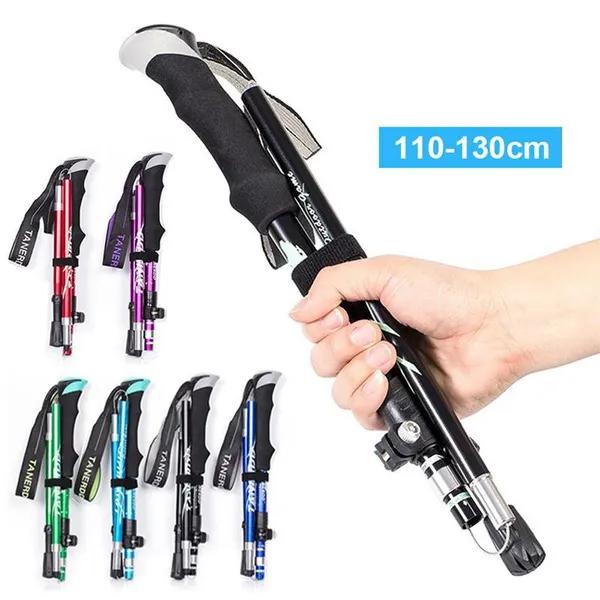 Портативная телескопическая палка для скандинавской ходьбы из алюминиевого сплава на открытом воздухе, 250 г, сверхлегкая прогулочная палка для пешего туризма, трость