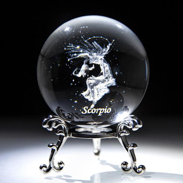 H & D 3D Созвездие Хрустальный Шар Сфера Дисплей Стекло Пресс-папье Волшебный Шар Исцеляющий Хрустальный Шар С Подставкой Для Креативного Подарка На День Рождения