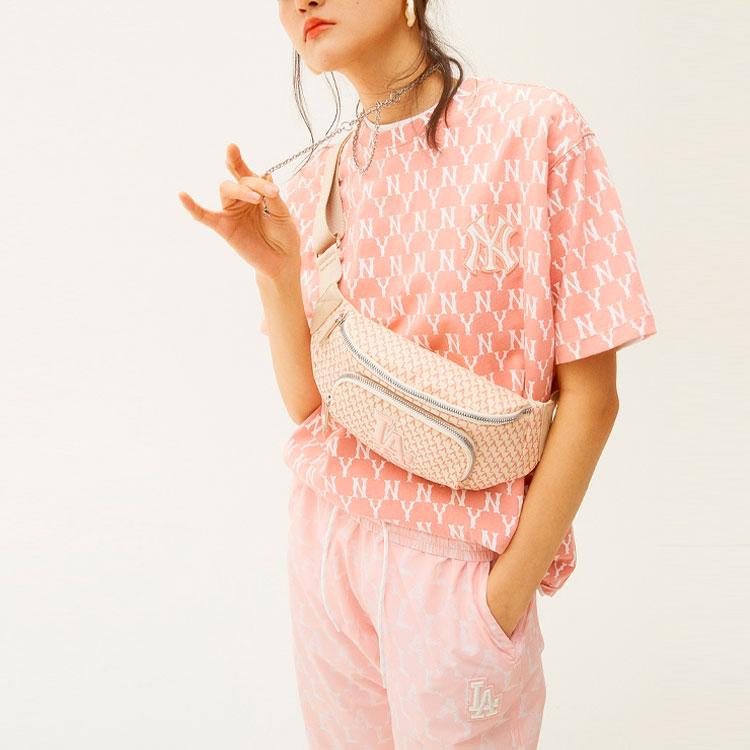 Новая футболка MLB Set in Sleeve Унисекс Светло-розовая 31TSM1131-50P