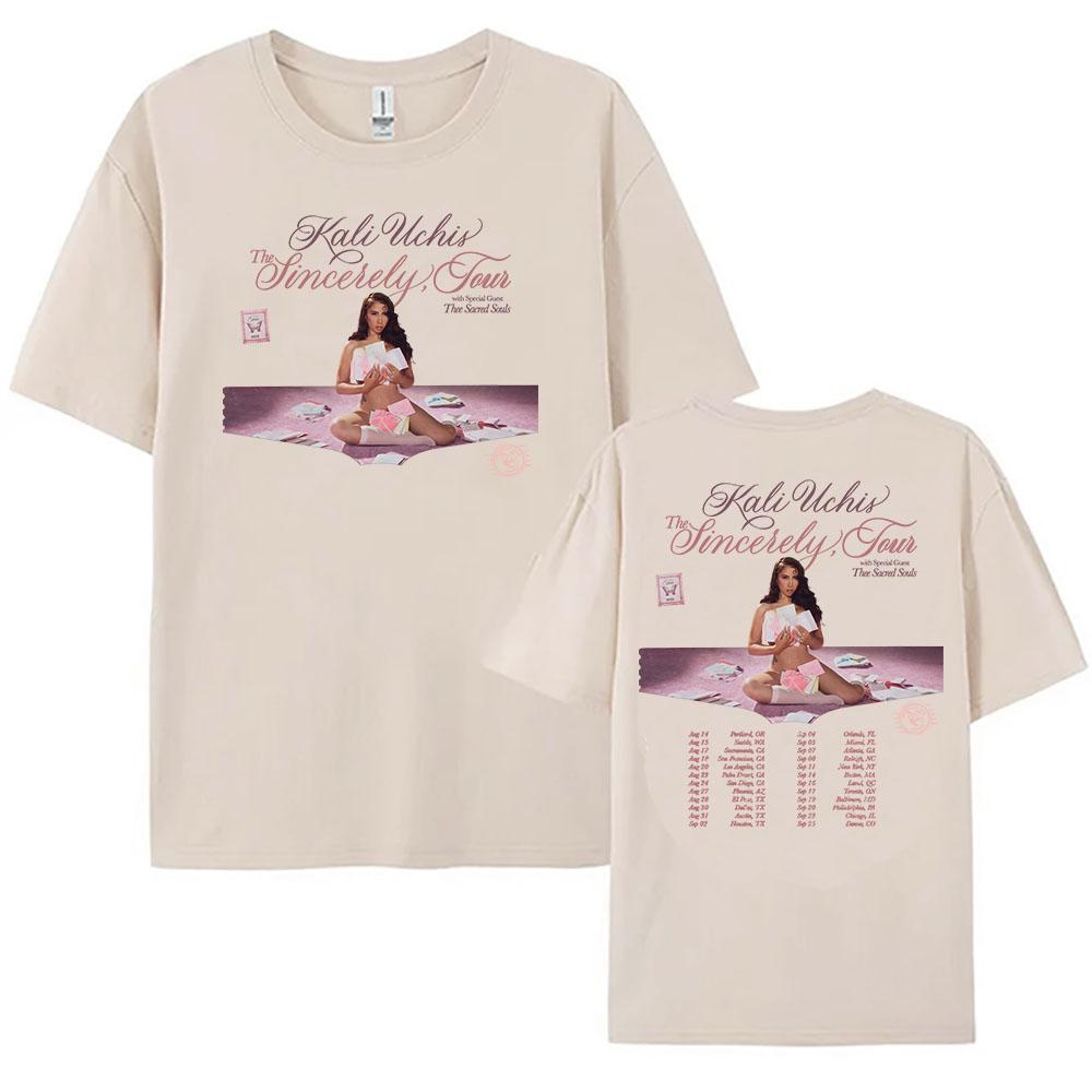 KALI UCHIS Искренний Тур 2026 Футболка Женская Одежда С коротким рукавом Хлопок Свободные Футболки Уличная одежда Унисекс Летняя Женская Футболка