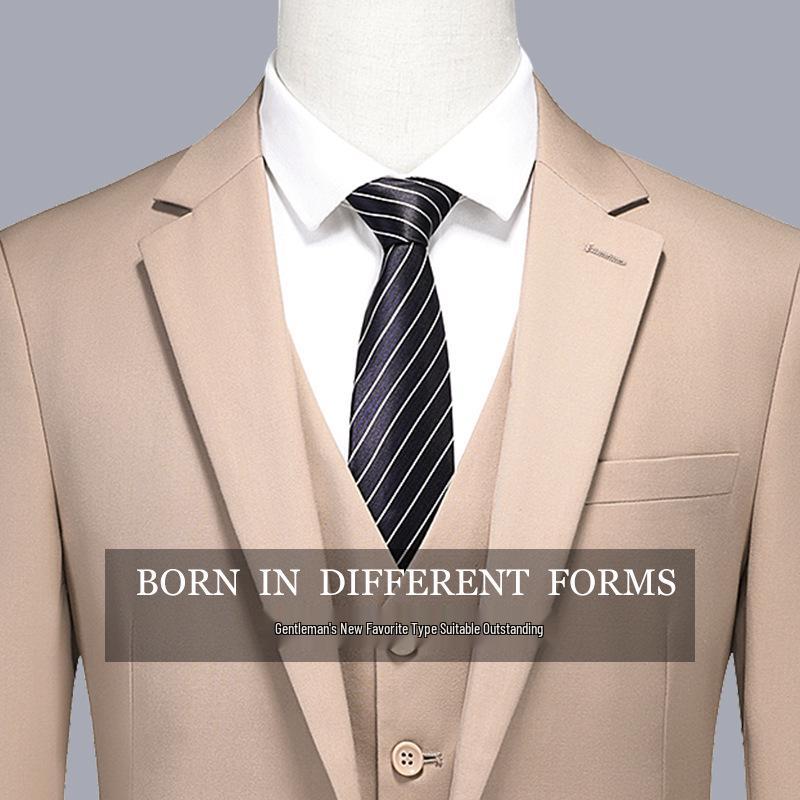 Men's Slim Fit Three-Piece Suit: Business Casual, Formal Wear, Wedding Tuxedo, Groomsmen, Groom's Attire.