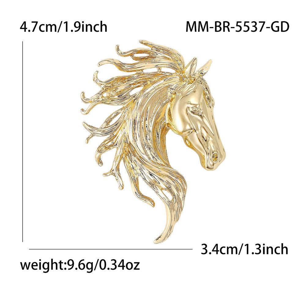 Luxury Glossy Horse Head Brooches Unisex Design Elegant Zodiac Animal Pins Fashion Style Horse Brooches New Year Gifts