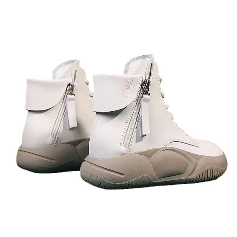 Ботинки женские британские модные короткие ботинки 2024 года, новые осенне-зимние мотоциклетные ботинки с толстой подошвой, боковая молния, модная женская обувь