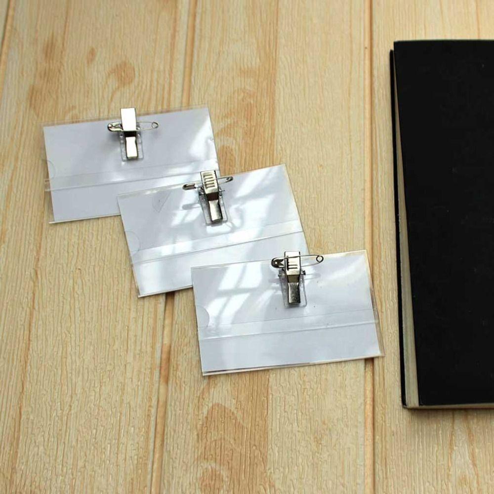 10pcs Credentials Safety Pin Clip Transparent Brooch Sign Label Holders  Business Conference School