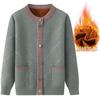 Mom's Spring Autumn Coat Winter Clothes Plus Fluff Sweater Thickened Knitted Cardigan for Middle-aged Elderly People