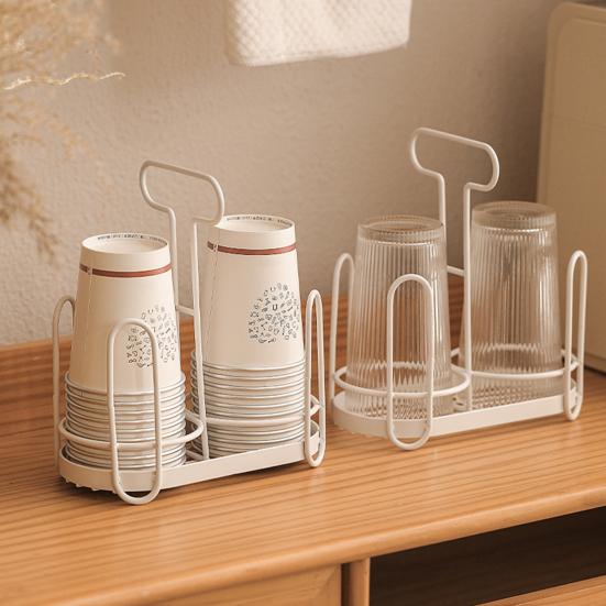 Disposable Cup Holder Paper Cup Dispenser Iron Art Durable Cup Storage Rack for Countertops Kitchen Coffee Stations Multifunctional Cup Organizer