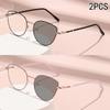 2PCS Fashion Cat Glasses Frame Photosensitive Color Change Versatile High-end Anti-blue Light Outdoor Myopia Glasses 9793