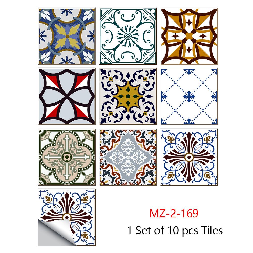 10pcs/set Mandala Style Crystal Hard Tiles Ceramics Wall Sticker Kitchen Wardrobe Home Decor Art Mural Peel & Stick Wall Decals