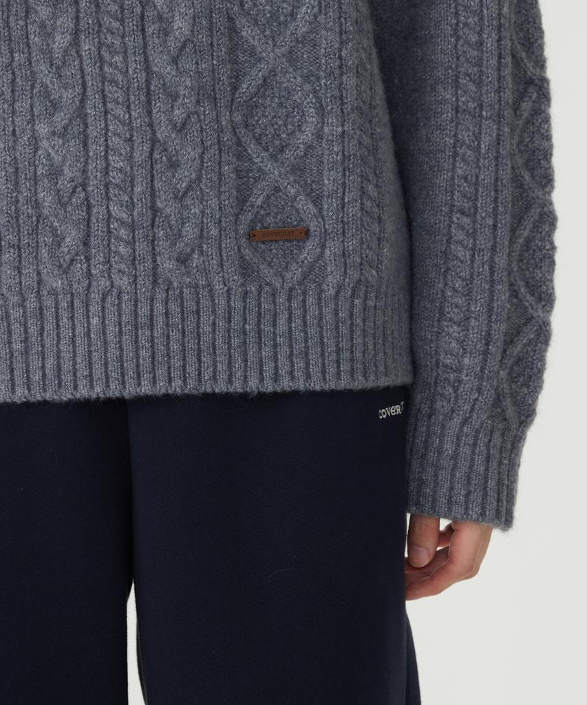 COVERNAT WOMAN Wool Blend Cable Knit Ivory
