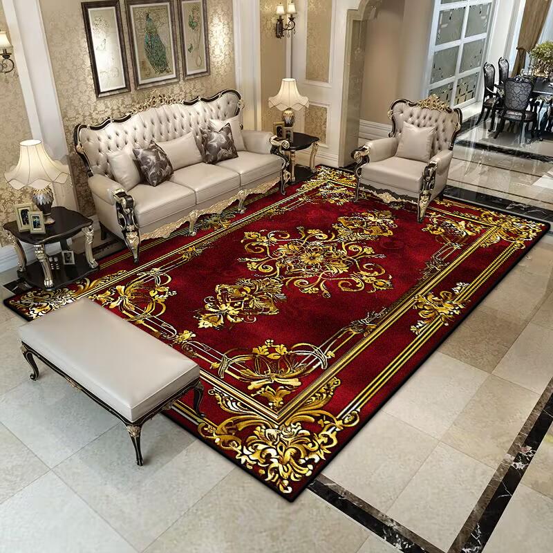 Ретро Красная ковровая дорожка Нескользящий Парадный Гардероб Домашнее украшение Роскошный Европейский стиль Большой ковер Моющийся Гостиная Легкий Роскошный коврик
