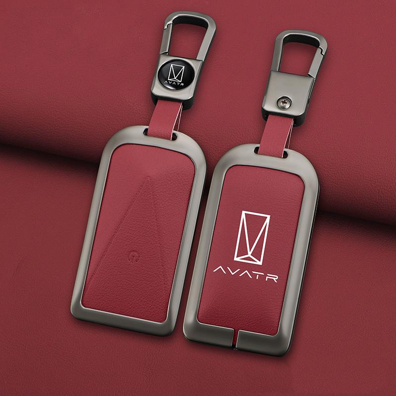 Кожаный чехол-брелок из цинкового сплава для умного ключа автомобиля Avatr 07 Max, декоративный чехол с ультрадальним радиусом действия