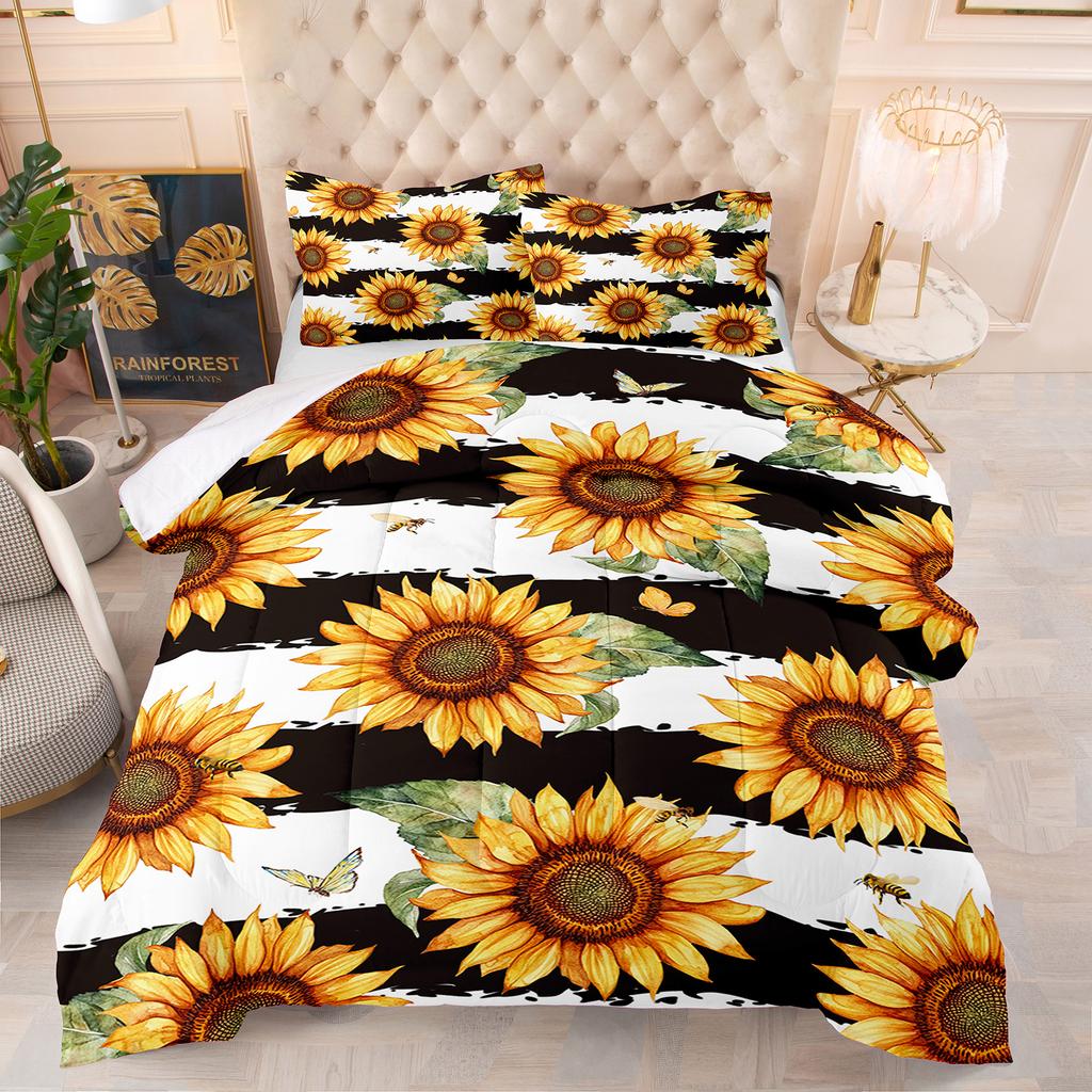 Comforter Flowers Animal Theme Home Comforter Quilted Blanket Goose Down Duvet Quilt 100% Polyester King Queen 3D Blanket Size Twin