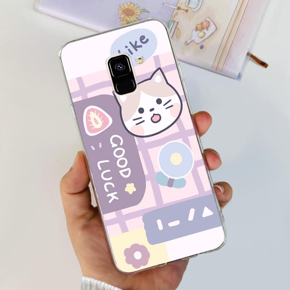For Cover Samsung Galaxy A8 2018 Case Samsung A5 2018 Butterfly Dinosaur Cat Flower Clear Soft TPU Coque Samsung A8 2018 A5 2018