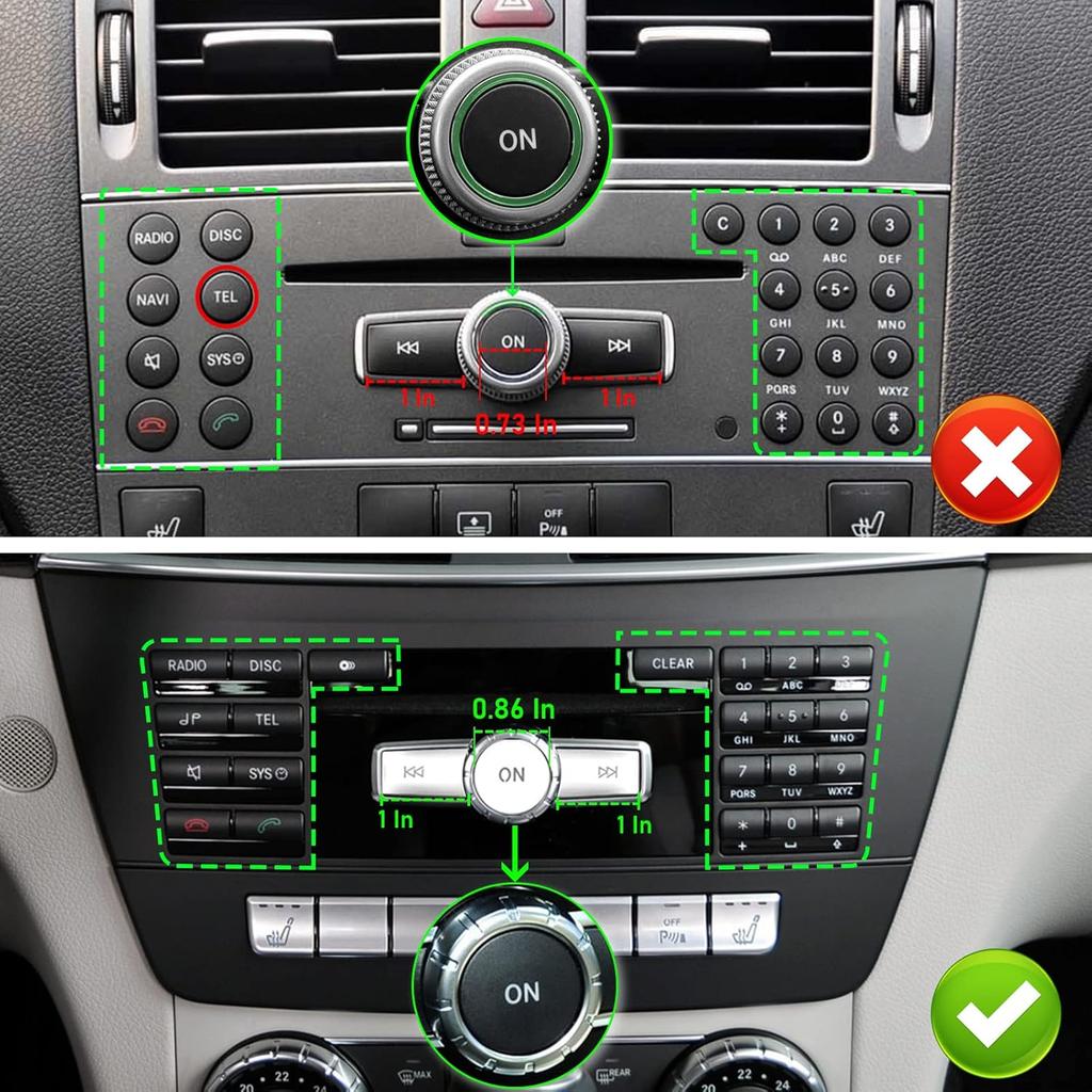 Jaronx Compatible with Mercedes Benz Radio Button Cover Stickers, X204/W204 Radio ON Volume Button Sticker Cover for Mercedes B W246/C W204/ E W212/