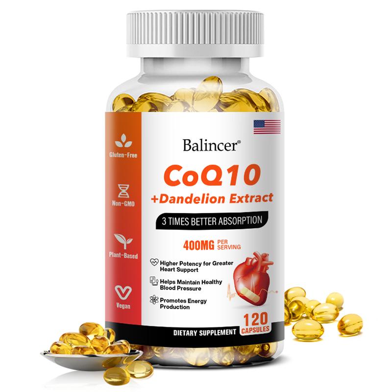 Coenzyme Q10 Herbal Extract Dietary Supplement Liquid Softgels Formula 120 Count