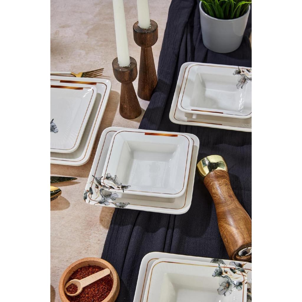 Lux Ceramic Lotus Flower 24 Piece Dinnerware Set For 6 Persons