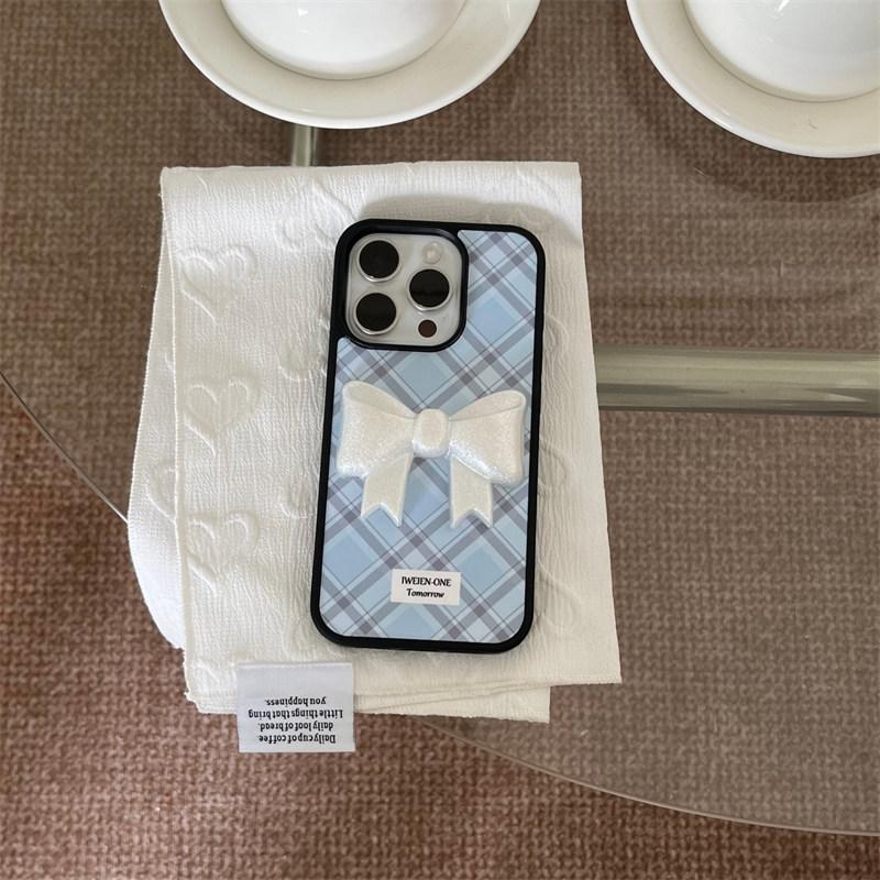 Милый новый ромбовидный чехол с бантом для телефона для iPhone 16 15 14 13 Pro Max fundas iphone 15 чехол Защитная крышка