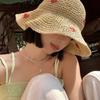 Соломенная шляпа рыбака с волнистым краем и большим карнизом в стиле Insta, женская летняя плетеная шляпа из соломы Love, праздничный пляжный дышащий солнцезащитный козырек