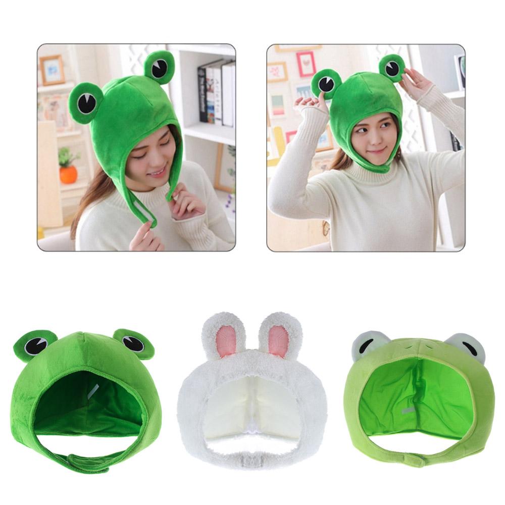 Green Headgear Winter Autumn Hats Female Beanie Caps Bunny Ears Big Frog Eyes Hat Plush Hat Rabbit