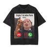 Humor Tung Tung Tung Sahur Photobooth Tshirt Men Crewneck Pure Cotton Washed T Shirt  Short Sleeve Tee Shirt Gift Idea Clothing