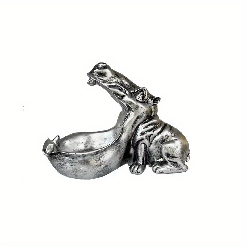 1pc Unique Hippopotamus Statue Storage Resin box,Funny Candy Dish&Key&Wrist Watch Bowl For Big Mouth Sculpture Office&Home Table Art Decor.