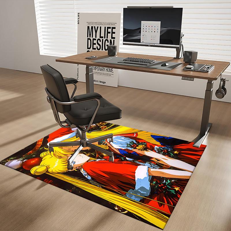 1pc Sailor Moon Christmas Edition Chair Mat - Anime Cartoon Design, Non-Slip Carpet for Office and Home Decor, Suitable for All Seasons.O056