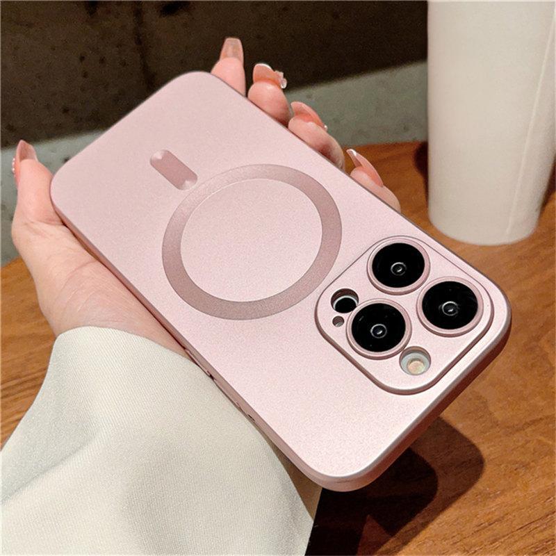 Матовый мягкий силиконовый чехол для беспроводной магнитной зарядки Magsafe для iPhone 14 15 16 Plus 13 12 11 Pro Max, защитное стекло для объектива