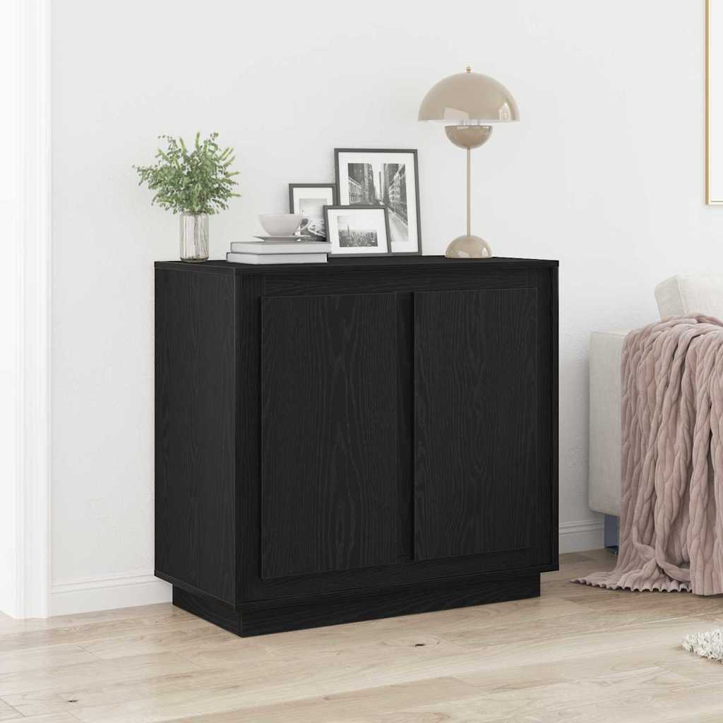 Sideboard Black Oak Finish 80 x 40 x 75 cm Engineered Wood